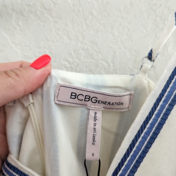 BCBGeneration Blue & White Striped Flared  Jumpsuit NEW! - Picture 9 of 10
